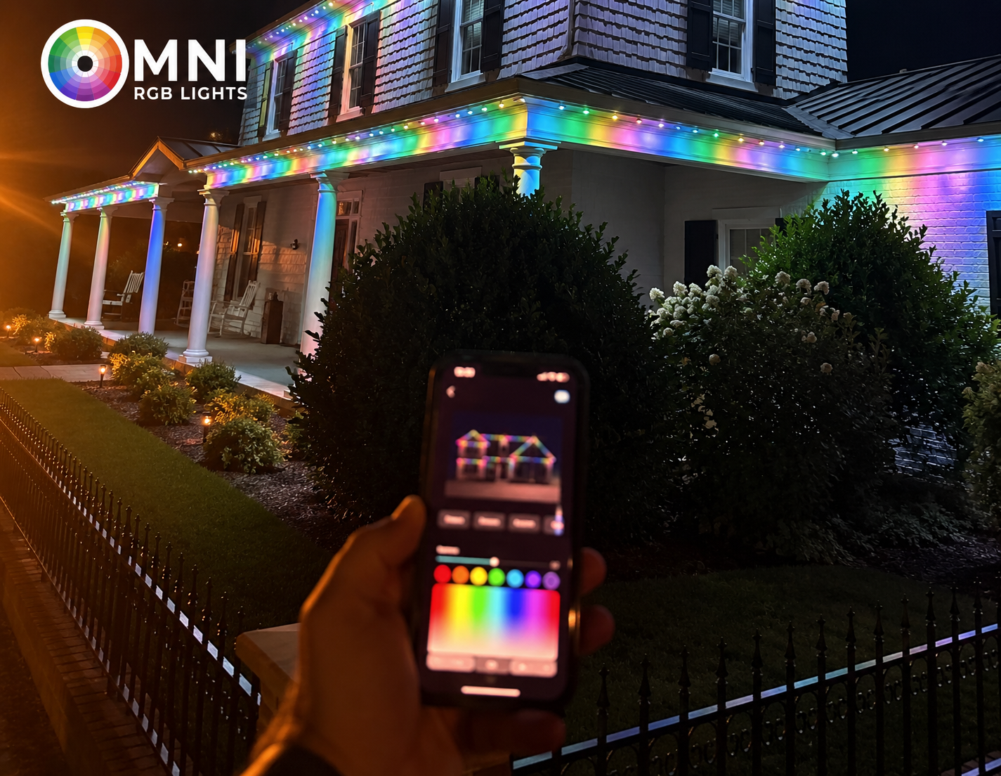 Home with elegant colors controlled by smartphone app